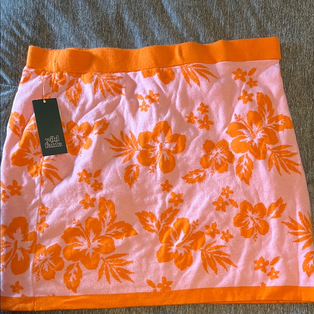 Wild Fable Pink and Orange Floral Skirt